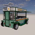 Green And White Ice Cream Food Truck With Transparent Window And Decorative Waves