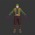 3D Worker Model Wearing Yellow Hard Hat Yellow Vest Gray Work Uniform And Brown Boots