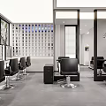 Modern Hair Salon Interior With Marble Reception Desk Black Styling Chairs Mirrors And Green Plants
