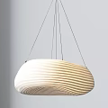 Modern White Striped Oval Shaped Hanging Pendant Light Design Details