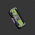 Colorful Vintage Boombox With Dual Speakers Antenna And Control Panel On Yellow Stand