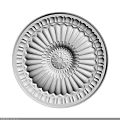 White Decorative Ceiling Medallion With Intricate Floral Center And Ornate Patterns