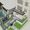 Traditional Courtyard Garden Entrance With Intricate Patterns Circular Emblem And Stone Steps