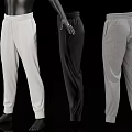 Loose Fit Casual Pants in White Black Gray with Multiple Angles Front Side Back View 3d model