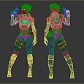 Futuristic Sci Fi Character Armor Outfit With Mechanical Arm And Biomechanical Details Front Back Views 3d model