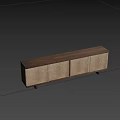 Modern Wooden Frame Sideboard with Beige Fabric Doors and Low Legs
