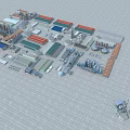 Comprehensive Industrial Plant Layout With Multiple Buildings Various Colored Roofs Pipelines And Equipment