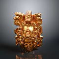Golden Sculpture Carving With Intricate Patterns And Ancient Cultural Design