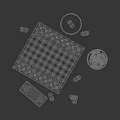 Modern Gray Decorative Ornament Set With Conical Cylindrical Shapes Checkerboard Trays
