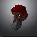 Elderly Man Character With Red Turban White Beard And Detailed 3D Digital Sculpture
