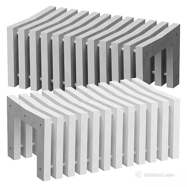 Modern Geometric Floor Design With White And Gray Modular Planks Arrangement 3d model 