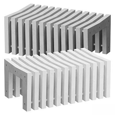 Modern Geometric Floor Design With White And Gray Modular Planks Arrangement 3d model