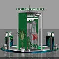 Heineken Craft Beer Experience Booth With Green And Silver Structure And Plants 3d model