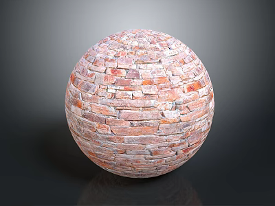 Round Brick Sphere Constructed With Red And Orange Textured Bricks 3d model