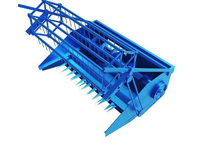 Blue Agricultural Machinery Part With Metal Frame And Sharp Teeth For Harvesting 3d model