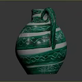 Green And White Striped Ceramic Pitcher With Decorative Pattern For Daily Use 3d model