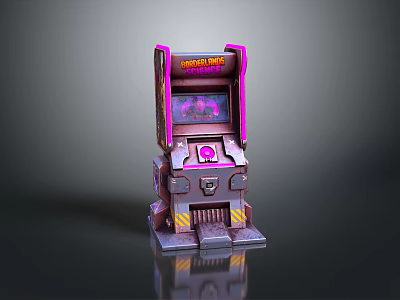 Retro Arcade Machine With Neon Purple Pink Lights And Gaming Screen 3d model