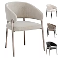 Sleek Modern Light Beige Linen Fabric Armchair With Metal Legs And Minimalist Design