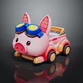 Pink Pig Shaped Childrens Furniture With Blue Goggles And Red Yellow Wheels