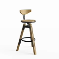 Modern Bar Stools With Wood And Metal Material Three Legged Structure Curved Backrest