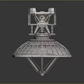 Metallic Industrial Device With Circular Grid Base And Top Mechanical Structure