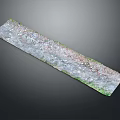 Detailed Elongated Terrain Model With Green Gray Textures Vegetation And Surface Covering