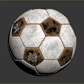 Vintage Soccer Ball Sports Equipment With Brown And White Hexagonal Classic Design Panels