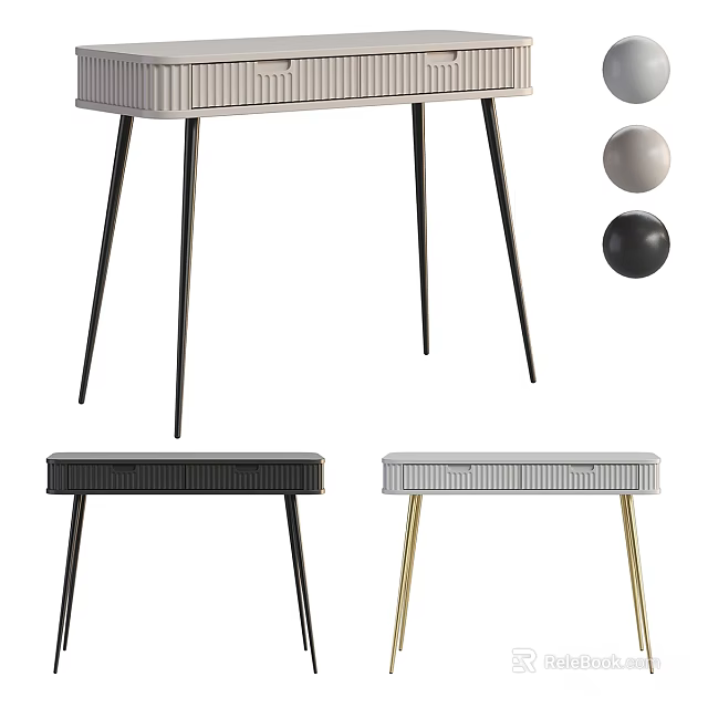 Sleek Modern Dressing Table With Black Gold Legs And Various Color Options 3d model 