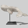 Decorative Whale Ornament Set With Textured Surface And Black Stand Base 3d model