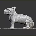 Ancient Style Stone Mythical Beast Sculpture With Carved Texture And Stone Base