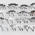 Chinese-style ancient gate archway 3d model