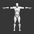 Game Movie Character Silver Robot With CyberNation Logo On Chest And Outstretched Arms