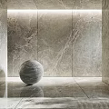 Sleek Sphere In Modern Interior With Marble Wall And Floor Design 3d model