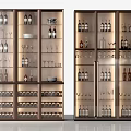 Modern Wine Cabinet With Glass Doors And Storage For Wine Bottles And Glasses