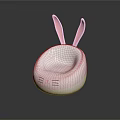 Cute Rabbit Shaped Single Sofa With White Body And Pink Ears 3d model