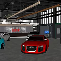 4S Shop Showroom Interior With Various Colorful Sports Cars On