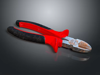 Professional Pliers With Red And Black Handles And Metal Cutting Jaws 3d model