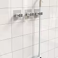Sturdy Wall Hooks Installed On White Tile Wall For Hanging Rod In Home 3d model
