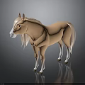 Cute Cartoon Horse Figure With Light Brown Body Long Mane And White Hooves