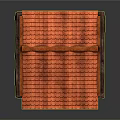 Cartoon Two Story House Scene With Red Tiled Roof Yellow Walls Windows And Brown Base