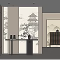 New Chinese-style Home Entrance Duan Jing Tai Case 3d model