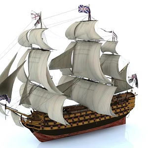 sailing ship warship ancient wooden ship model european ship british ship queen ancient warship ship 3d model