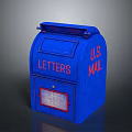 Blue U.S. Mail Mailbox With LETTERS And U.S. MAIL Text Design 3d model
