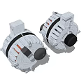 Two Industrial Equipment Units Featuring Silver Metal Casing and Black Functional Parts