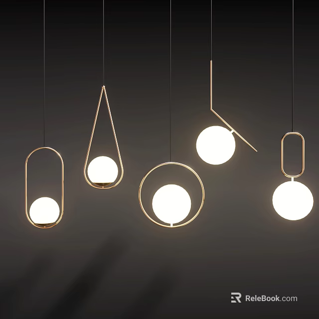 Stylish Modern Pendant Lights Featuring Various Contemporary Shapes And Illuminated Globes 3d model 