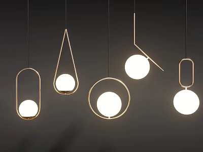 Stylish Modern Pendant Lights Featuring Various Contemporary Shapes And Illuminated Globes 3d model