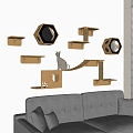 Modern Cat Climbing Frame Wall Mounted Cat Climbing Frame 3d model