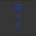 Transparent Blue Jellyfish With Long Flowing Tentacles In Underwater Marine Habitat