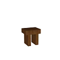 Brown Wooden Side Table With Geometric Design And Vertical Slat Detail