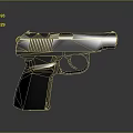Black Handgun Pistol With Modern Design Isolated On Dark Background